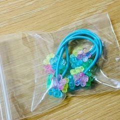 髪ゴム　花　水色　女の子　こどもの画像
