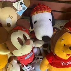 プーさん，ミッキー，ミニー，スヌーピー　ぬいぐるみ　11体　の画像