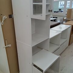 リユースのサカイ栃木店★ジモティ割あり★  食器棚 ホワイト W58.5×D45×H178 クリーニング済み TC9820の画像