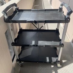 100-CART011 折りたたみツールワゴン キャスター付き 3段 高耐荷重 ツールカートの画像