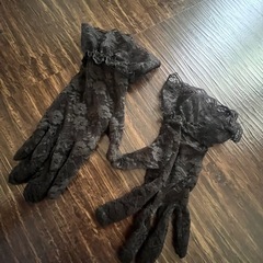 結婚式　黒レース　グローブの画像