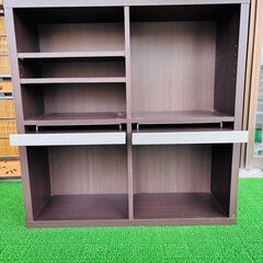 カラーボックス フラップ扉付き ディスプレイラック 本棚 収納 ブラウンの画像