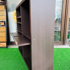 カラーボックス フラップ扉付き ディスプレイラック 本棚 収納 ブラウンの画像