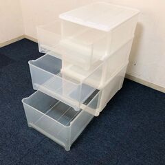 収納ケース3個セット天馬 引出しタイプW40×D55×H20/25/30cm 積み重ね可能 衣装ケース完成品　クローゼット/押し入れ収納　MADE IN JAPANの画像