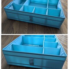美品☆IKEA SKUBB スクッブ 仕切り付き収納ボックス＆正方形ボックスのセット ターコイズ の画像