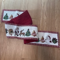 クリスマスリース　サンタクロース　テーブルランナーの画像