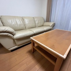 革張り3人掛けソファセットの画像