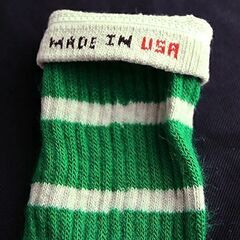 (5308) SkaterSocks ロングソックス 靴下 男女兼用 ソックス スケート スケボー チューブソックス Knee high Grey tube socks with Green stripes style 1 (22インチ) SKATE SK8の画像