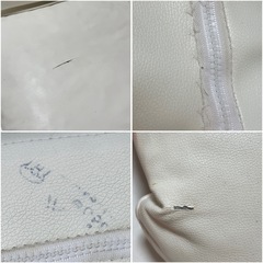 4人掛け 座椅子 ローソファー／レザー調・ホワイトの画像