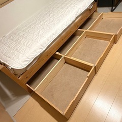 無印良品　木製ベッド　シングル　パイン材　マットレス　セットの画像