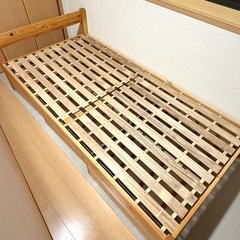 無印良品　木製ベッド　シングル　パイン材　マットレス　セットの画像