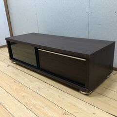 ローボード 幅120cm キャスター付き テレビ台 ガラス扉 引き出し収納　ローボード テレビボード TV台 TVラック テレビ台 キャスター付き 引き出し収納 幅120cm ガラス扉 木目調 モダン ダークブラウン センターテーブル シンプル インテリア　【糸島市内 送料無料】250720-11の画像