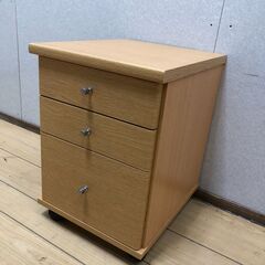 山善 キャスター付きチェスト 3段 引き出し ナチュラル 幅35cm　山善　YAMAZEN　チェスト　キャビネット　ワゴン　デスクワゴン 3段引き出し　収納　木目調　ナチュラル　キャスター付き　サイドチェスト 書類収納　オフィス家具　学習机　勉強机　ワーキングデスク　引き出し収納 250720-12の画像
