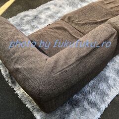 ニトリ　3人掛け　ローソファ　ライトブラウン　【※難あり】の画像