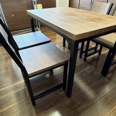 【4人掛け】木目調ダイニングテーブル＆チェア4脚セット（使用約4年）の画像
