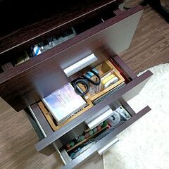 L字PCデスク_キャビネット付きの画像