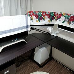 L字PCデスク_キャビネット付きの画像