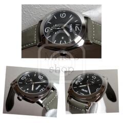 【イタリア軍式ミリタリーをメンテナンスイージーなクォーツで使い倒す/新品】日付 スモールセコンド 黒文字盤/アーミーグリーンレザーの画像