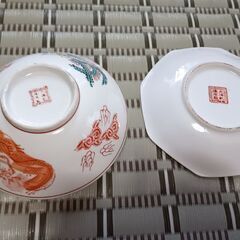 レトロ中華皿　ラーメンどんぶり＆チャーハン皿セットの画像