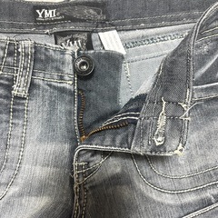 YMI❤デニムショートパンツ　レディース　ヴィンテージ　ダメージ加工　ブラックの画像
