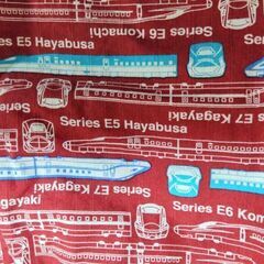 甚平 110〜120 えんじ色 新幹線柄の画像