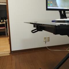 無段階 昇降式 ダイニング ゲーミング ガラス テーブルの画像