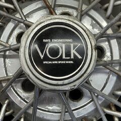 【旧車ホイール】RAYS VOLK ワイヤーホイール 社外ホイール 15インチ 2本 6.5J5HPCD114.3+25 希少 当時物 専用スペーサー付　(SHI007) の画像