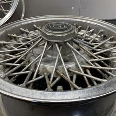 【旧車ホイール】RAYS VOLK ワイヤーホイール 社外ホイール 15インチ 2本 6.5J5HPCD114.3+25 希少 当時物 専用スペーサー付　(SHI007) の画像