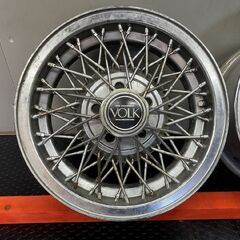 【旧車ホイール】RAYS VOLK ワイヤーホイール 社外ホイール 15インチ 2本 6.5J5HPCD114.3+25 希少 当時物 専用スペーサー付　(SHI007) の画像