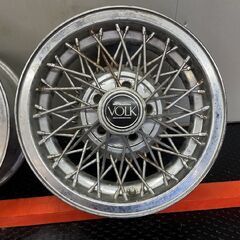 【旧車ホイール】RAYS VOLK ワイヤーホイール 社外ホイール 15インチ 2本 6.5J5HPCD114.3+25 希少 当時物 専用スペーサー付　(SHI007) の画像