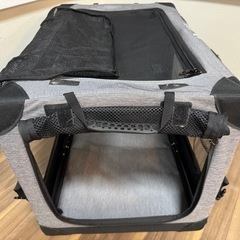 GPR ペット ソフトクレート ケージ ペットキャリー ペットハウス カバー取り外せる 4面メッシュ出入口 鉄フレーム 猫犬兼用 折りたたみ式 洗濯可能 (シルバグレー, M)の画像