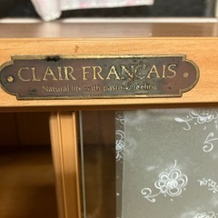 【CLAIＲ FRANÇAIS】レトロ可愛い木製収納棚 ガラス戸付き（60×30×高さ117cm）の画像