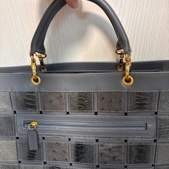 【極美品】サンポウiiiSANPO ハンドバッグ パッチワークオーストリッチの画像