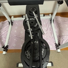 WILD FITパワーラックＰＲＯ　ワイド バーベル　フラットベンチ付きの画像