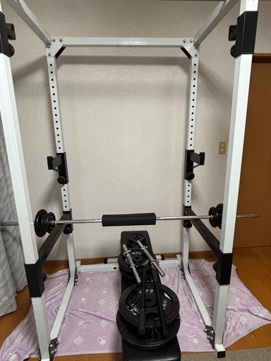 引き取り名古屋市パーソナルトレーナー必見パワーラックとベンチ WILD FITパワーラックPROワイド バーベルフラットベンチ付き