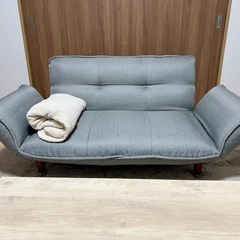 【値下げ中】カウチソファー 2人掛け グレー 　（カバー:アイボリー）の画像