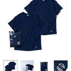 【状態良好・試着後洗濯保管】NEW ERA ニューエラ:2枚パックT、カラー:ネイビー、Size:L、ユニセックス【0円】の画像
