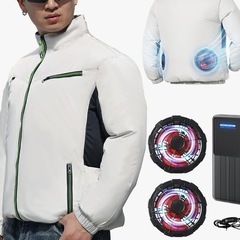 空調服 ファンバッテリーセット 空調作業服 ポリエステル100％長袖 ベージュ×ブラック M 取扱説明書付き 暑さ対策　新品未使用の画像
