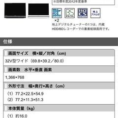 テレビ　32型　Aquos LC-32DR3　の画像