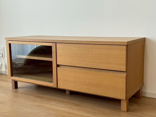 無印良品 MUJI オーク材 AVラック 幅110cm ガラス扉付き ⭐︎無印良品 木製