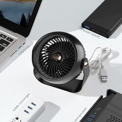 卓上扇風機 静音 6000mAh大容量 20時間連続使用 風量4段階調節 デスク 充電式 超強風 270°角度調節可能 ミニ サーキュレーターの画像