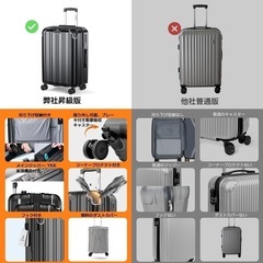 新品未開封スーツケース 機内持ち込み Mサイズ 60L 拡張機能＆ストッパー付き 超軽量 キャリーバッグ キャリーケース 出張 旅行 ビジネス 4〜7泊 ブラックの画像