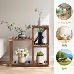 フラワースタンド 鉢スタンド プランタースタンド 幅65cm 木製 鉢置き台 おしゃれ 植木鉢台 園芸ラック 花棚 植物スタンド 観葉植物 多肉植物 室内 屋外 丈夫 耐荷重100kg 排水性 通気 根腐れ防止 ブラウンの画像
