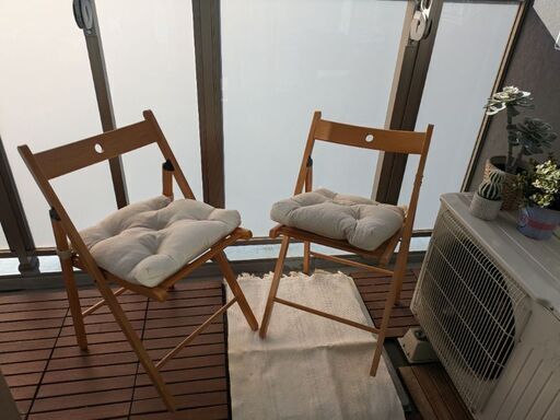 7月26日まで｜IKEA 折りたたみチェア2脚セット クッション付き