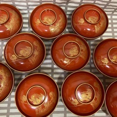 輪島塗り　蓋付きお椀10セット
の画像