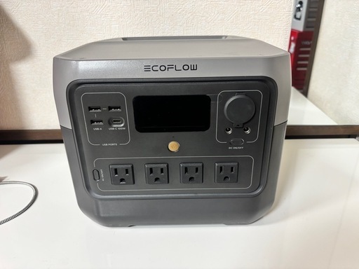 【動作OK】EcoFlow  2 本体 ＋充電ケーブルセット 車中泊