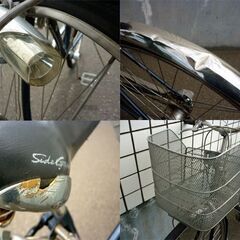 ☆自転車 シティサイクル 27インチ miyata 3段変速 かご付き ライト付き 3段切替 ミヤタ ネイビー ステンレスフレーム 札幌 北20条店の画像