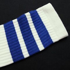 (2733) SkaterSocks (スケーターソックス) ロングソックス 靴下 男女兼用 ソックス チューブソックス Knee high White tube socks with Royal Blue stripes style 1 (22インチ) スケボー SK8の画像