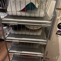 【世田谷区】無印良品　スチールワゴン　スタッキングシェルフの画像