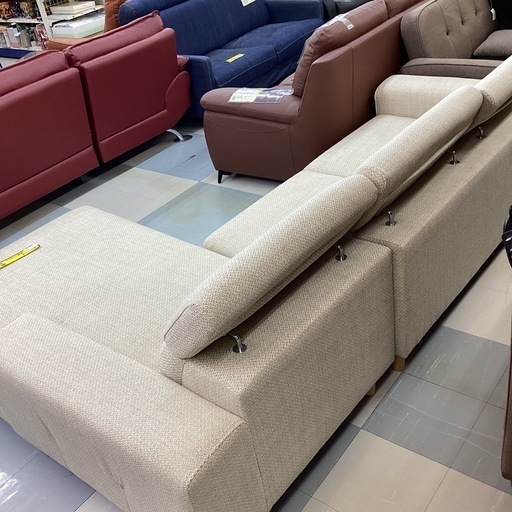 ?️春日市?️3Pカウチソファ?️ソファ?️ファブリック材?️3人?️クリーム色?️ゆったり?️定価79,800円?️N o1814